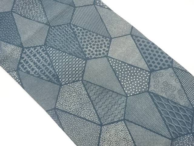 JAPANESE NAGOYA OBI / CHIRIMEN / KATAZOME / CLASSICAL PATTERN